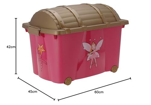 Spetebo Aufbewahrungsbox für Mädchen mit 57 Liter Volumen - Prinessin Box - Spielzeugtruhe Fee Spielzeugbox Kinderzimmer Aufbewahrungsbox