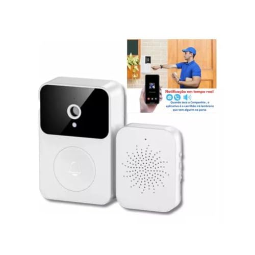 Campainha Inteligente Sem Fio com Câmera Wi-Fi, Interfone de Áudio, Branca