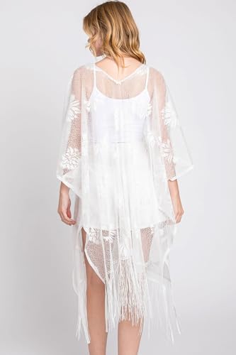 Image of RIAH FASHION Bohemian Sequin Glitter Shawl Wrap Poncho - Kimono Cardigan, Sparkly Metallic Mesh Scarf, Open Knit Crochet