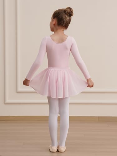 Image of WEGETIT Leotards for Girls Long Sleeve Ballet Dress Toddler Dance Leotard with Skirt Kids Gymnastics Outfits Tutu Dress