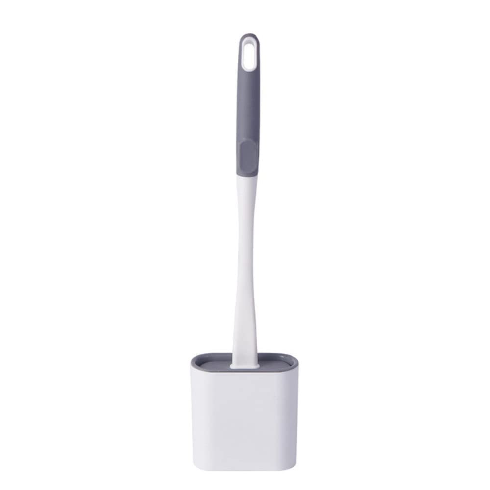 Brosse wc silicone blanche à tête plate et poignée amovible suspendue