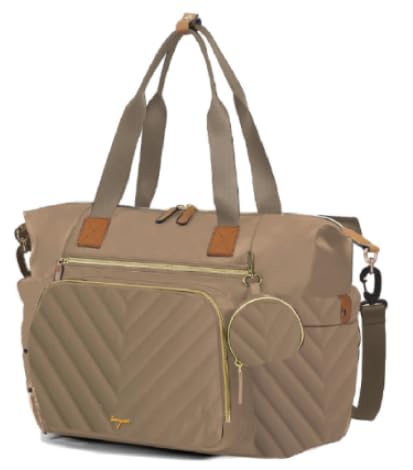 Borsa fasciatoio con borsa per ciuccio e fasciatoio, zaino multifunzione, grande borsa per pannolini da viaggio per mamma e papà, tasche isolate, beige TS02