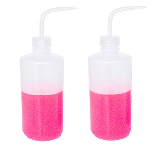 Safety Wash Bottle, Squeeze Bottle, Narrow Mouth, Plastic ((500ml / 16oz / 2 Bottle))