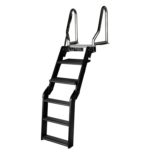Lippert SureStep Pontoon Ladder for Boats Slip-Resistant Steps Easy Boarding for Kids & Dogs Stainless Steel Handrails Powder-Coated Aluminum Steps Saltwater Rated - 2025041871