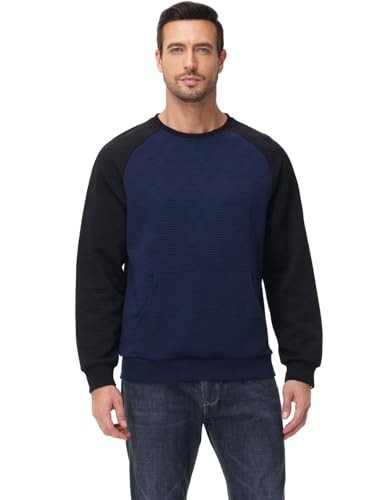 Pdbokew Men's Lightweight Sweatshirts with Kangaroo Pocket Relaxed Fit Crew Neck Pullover Shirt3