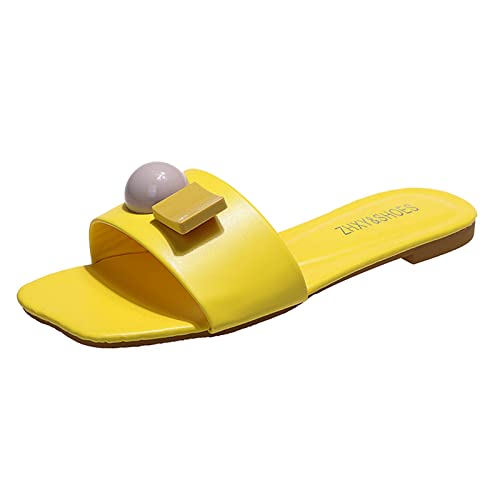208 Chaussures De Sport Garçon Mode Mesdames été Mode Couleur Plat Confortable antidérapant Chaussures de Plage Pantoufles Montre Mode (Yellow, 39) Cover