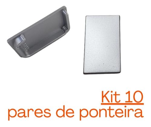 Kit 10 Capa Ponteira Acabamento Para Puxador De Perfil MMO 046L e 047L Aluminio Fosco (MDF 15mm)