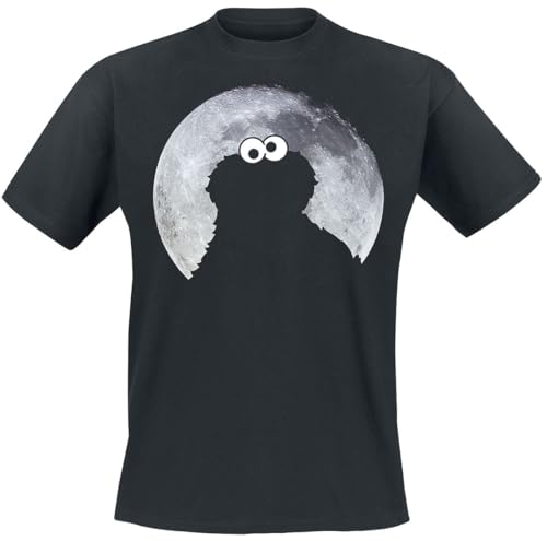 Sesame Street Barrio Sesamo Cookie Monster   Moonlight Hombre Camiseta Negro 100% algodón Regular