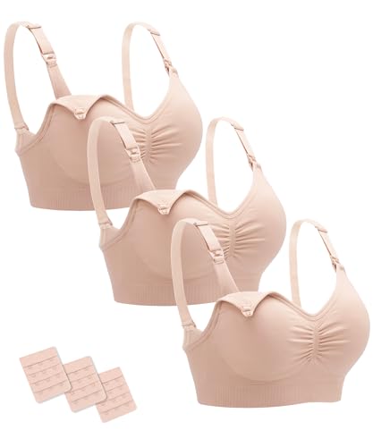 Image of Stelle Nursing Bras Maternity Bralette Seamless for Breastfeeding | Removable pads, Soft stretch fabric, One-hand clips, Pregnancy, Postpartum, Everyday comfort