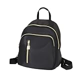 Mini mochila feminina resistente à água pequena bolsa de ombro para mulheres adultas, Preto, M