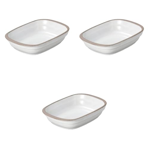 Set of 3 White Grill Chef Au Gratin [ 7.2 x 5.0 x 1.5 inches (18.4 x 12.6 x 3.8 cm) | Ceramic Au Gratin Dish (Setomonohonpo)