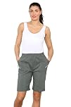 Grunge Wear® Women's Cherry Berry Shorts - Ladies Plain Stretch Fit Pull On Elasticated Waist Summer Short Pants (Khaki, UK 14)