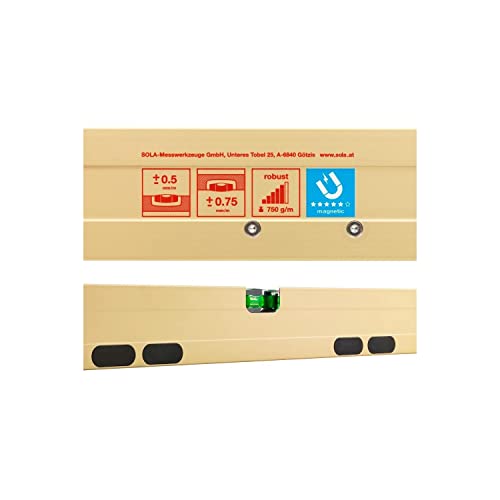 SOLA AZM 40 - Wasserwaage magnetisch 40 cm - starker Halt durch Neodym Magnete - Wasserwaage mit Magnet 40 cm - patentierte SOLA-Focus Libelle