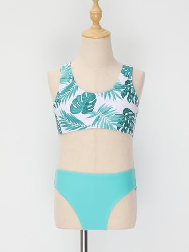 Girls 3 Pcs Swimwear Floral UPF 50+ Swim Kimono Wrap Bikini Crop Top with Brief Tankini Sets3