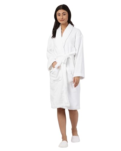 Luxury Spa & Hotel Bathrobe Set with Slippers - Size L/XL – 100% Cotton Terry Bath Robe – Hotel Collection, White (US, Alpha, Large, Regular)