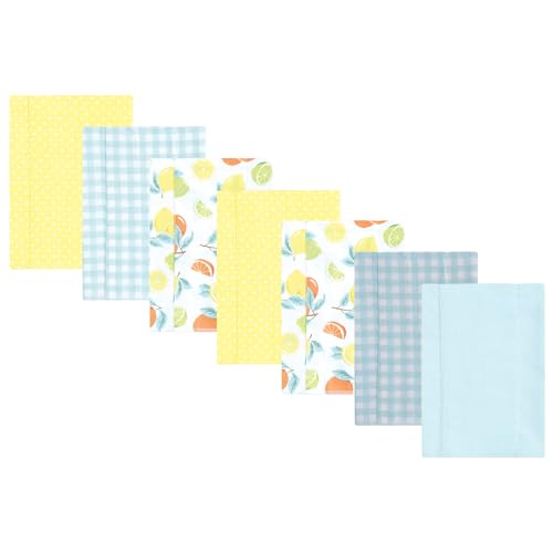 Image of Luvable Friends Hudson Baby Flannel Burp Cloths 7pk, Pastel Citrus