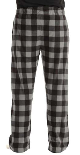 Image of #followme Men's Buffalo Plaid Pajama Pants - Micro Fleece Lounge PJs with 2 Pockets, Elastic Waist, Soft Sleep Pants S-XXXL