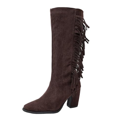 Bottes mi-mollet anti-fatigue en daim avec talon épais pour marcher sans douleur