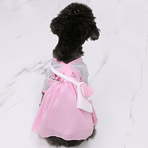 dalishop Dog Dres Roupas para cães Estilo chinês Hanfu Dr com bolsa