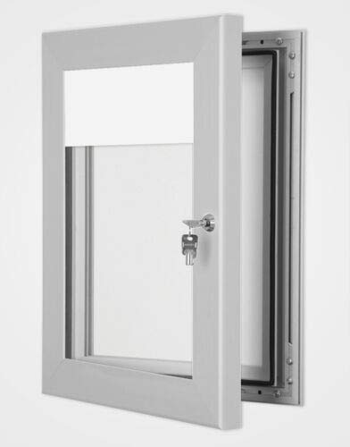 Menu Lightbox with Header, LED Illuminated,Lockable,Magnetic Promotional Display (Silver Anodised, 1 x A4)