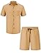 LecGee Men's 2 Piece Summer Outfit Short Sleeve Button Down Shirt Set Fashion Shorts Outfits Set Matching 2PCS(K,L)