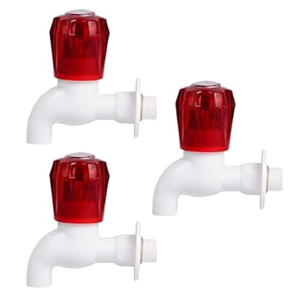 SAMIKSHA PVC Plastic Taps for Bathroom Kitchen Garden Short Body Bib Cock1/2 Inch Heavy Quality Taps for Hot & Cold Water - (Piece-2)