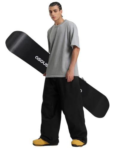 Image of GSOU SNOW Mens Womens Snow Pants Baggy Snowboard Ski Pants Waterproof | 15K Waterproof,10K Breathable,Windproof Waist Powder Skirt,Thigh Vent Zippers,Adjustable Waist & Cuffs Drawcord,5 Pockets