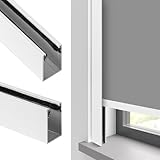 100% Blackout U-Channel Aluminum Light Blocking Strip for Window Shades Roller and Blinds Both Sides Tracks for Blackout Shades Easy to Install Great for Bedroom Nursery (White-2pcs, 58.5')