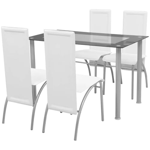 Frdhee Mesa y sillas de cocina,Conjunto de comedor de cinco piezas blanco,Juego completo de comedor para comedor, cocina, sala de estar, cafetería