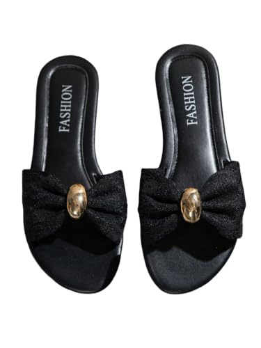 BEAUDRM Women's Pearls Sandals Dressy Flats Summer Casual Flat Sandals
