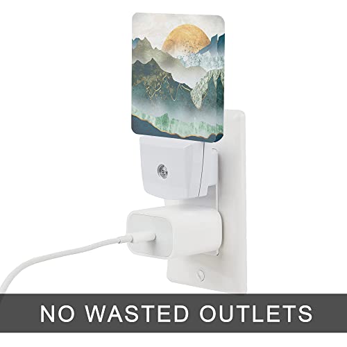 Oeaskly OKY-NL-L02-10 Mountain Night Light,Green Mountains Golden Sunset Plug In Night Lights Auto Led Lamp Energy Saving Square Lights thumb #3