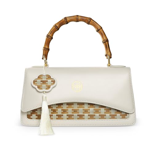 Women's Crossbody Bag Bamboo Handle Wallet PU Leather Convertible Shoulder Bag Luxury And Simple Handbag for Travel, Work, Party, Shopping (A)