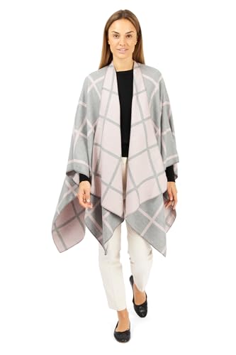 Image of Women's Shawl Wrap Poncho Ruana Cape Cardigan Sweater Open Front for Fall Winter Spring