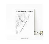Long Beach Island Nj Map Print LBI New Jersey USA Map Art | Modern Black and White Wall Art |Fine Art Posters 11×17, 12×18, 16×24, 24×36 inch- Unframed | Minimalist Home Decor