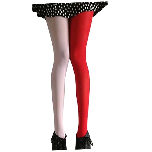 GALPADA Zweifarbige Strumpfhosen Für Damen Aus Rot Und Ab-splice-design Einheitsgröße Leicht Zu Waschen Und Trocknen Für Partys GALPADA Zweifarbige Strumpfhosen Für Damen Aus Rot Und Ab-splice-design Einheitsgröße Leicht Zu Waschen Und Trocknen Für Partys