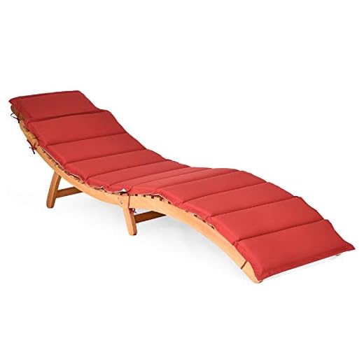 Tangkula Folding Patio Lounge Chair, Solid Wood Outdoor Lounger Chair, Sun Lounger Chair with Double-Sided Cushioned Seat for Garden Lawn Backyard, Portable Chaise with Foldable Headrest (1)