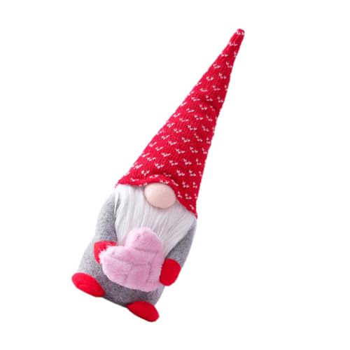 Ipetboom Adorno Muñeca sin Rostro para San Valentín Muñeco Peluche Pequeño Corazón Rojo Decoración Creativa para Escritorio y Hogar Figura Coleccionable para Obsequio Romántico