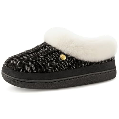 HomeTop Women's Slippers Warm Memory Foam Non-slip House Shoes with Fuzzy Collar for Indoor Outdoor Dark Black, 11 US HomeTop Women's Slippers Warm Memory Foam Non-slip House Shoes with Fuzzy Collar for Indoor Outdoor Dark Black, 11 US