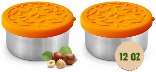 TAVVA 2 X 12 oz Stainless Steel Containers with Lids 12 oz - Leakproof w/Silicone Lids - BPA Free - Dishwasher & Freezer Safe - Portable & Reusable - Stainless Steel Storage Food Snack Containers