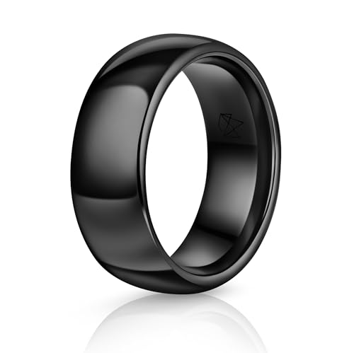 Bagues en céramique noire 6mm 8mm alliance confort bijoux homme femme tendance