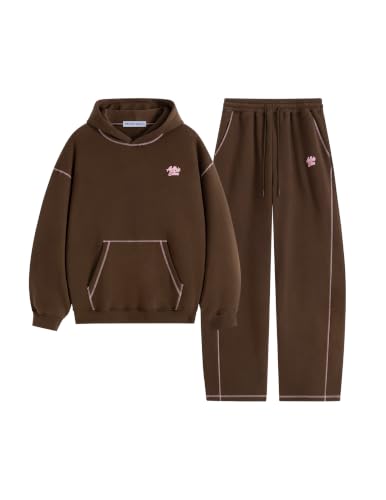 Image of Aelfric Eden Sweatsuits Women 2 Piece Outfit Fall Fleece Tracksuit Matching Oversized Hoodies Baggy Sweatpants Set