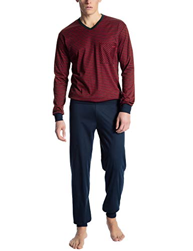 Hom Formentera Pigiama Uomo In Cotone - Manica Lunga Con Camicia E Pantaloni A Righe Blu E Verdi - Taglia Small