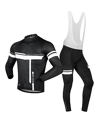 INBIKE Ropa Ciclismo Hombre De Entretiempo con 3D Acolchado De Gel, Conjunto Culotte Traje Largo Ciclismo Calentita Cortavientos, Pantalon, Maillot + Culote Bicicleta M