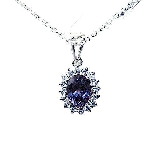 Pendentif améthyste anti-ternissement en argent 925 massif pour peaux sensibles