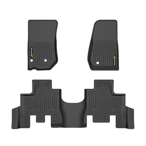 Floor Mats & Cargo Liner Fit Jeep Wrangler JK 2013-2018 Unlimited 4 Door Only (Non JL or 4XE) 1st & 2nd Row All Weather Protection TPE Floor Liners Black 3PCS