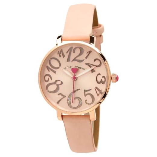 Betsey Johnson Pink Womens Watch Rose Round Dial Thin Strap BJW020Q-PK