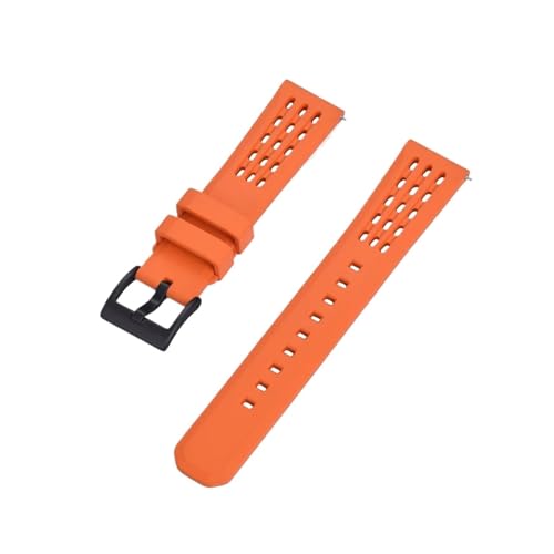[JLIGONAFP] Porous Structure Quick Release Fluorine Rubber Watch Strap 20mm 22mm New Band(Orange 2,22mm)