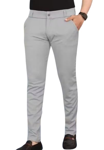 royoma Men’s Solid Color Pants | Regular Fit Multipurpose Trousers Grey-1-picture-18