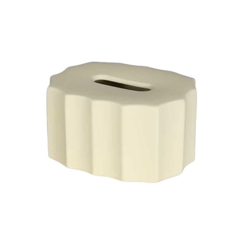 Tissue Holder Dispenser Tissue Box Ceramic Solid Color Three-dimensional Texture Home Desktop Holder for Living Room