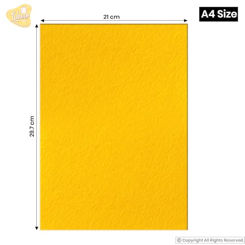 Image of Lakeer A4 Felt Sheets for Craft, Pack of 10 Mango Yellow, 1mm Stiff Non-Woven Fabric 29.7 x 21 cm, DIY Sewing, Applique, Embroidery, School and Hobby Projects